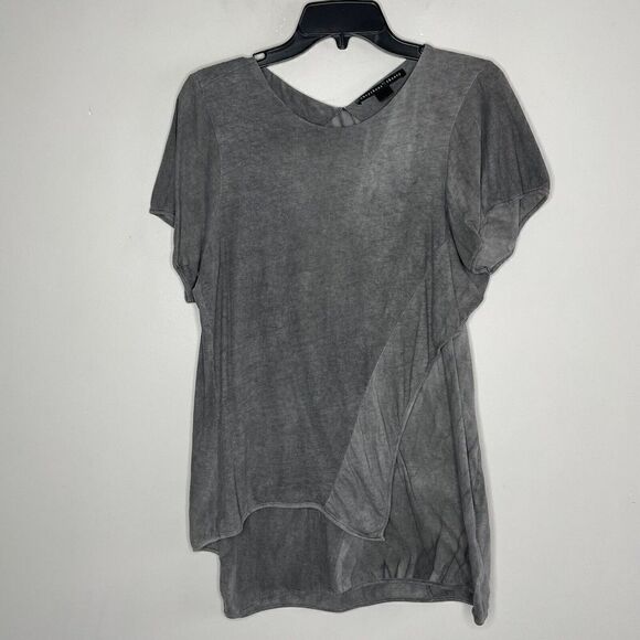 Tops - THEYSKENS THEORY Womens Gray Distressed Layered Top 100% Cotton Sz Small S